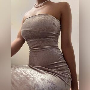 Elegant Pink Velvet Women's Dress Bershka